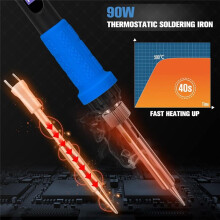 DIY Soldering Iron Kit, 90W LED Display Adjustable Temperature Soldering Iron, Automatic Sleep Mode Soldering Gun