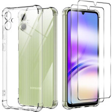 Coque - TECHTA - pour Samsung Galaxy A06 - 2 Verres Trempés - Silicone - Coins renforcés - Protection écran - Transparent