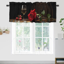 Red Rose Wine Kitchen Curtain Valance 54 x 18 in 1 Panel