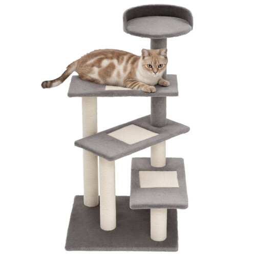 100 cm Cat Tree for Indoor Cats Kitten Scratch Scratching Post Climbing Tower Activity Centre Grey