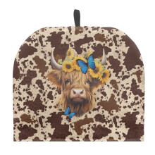 Sunflower Highland Cow Teapot Cover Polyester Canvas 1 Piece