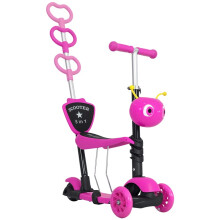 Adjustable Kids Toddler Scooter, with Removable Seat, Back Handle, Pink