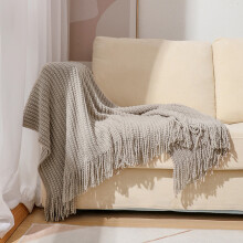 Knitted Throw Blanket with Fringe 50x68 inch