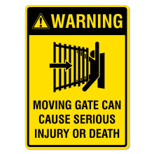 Moving Gate Warning Sign Aluminum 12 x 16 inch