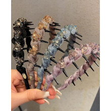 Rhinestone Headband for Women Reversible High-Crown Hair