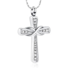 Birthstone Infinity Cross Urn Necklace for Ashes