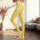 Women's Semi-Opaque Solid-Color Footed Tights Yellow 1
