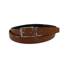 CTM Big & Tall Leather Croc Print Dress Belt with Clamp On Buckle