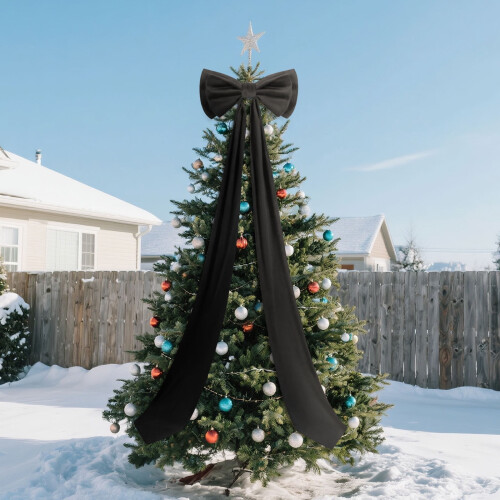 Black Velvet Christmas Tree Topper Bow 6 Ft