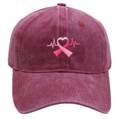 Pink Ribbon Embroidered Adjustable Baseball Cap Women 1 Pack