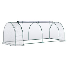 Tunnel Greenhouse Green Grow House for Garden Outdoor, Steel Frame, PVC Cover, Transparent, 250 x 100 x 80cm