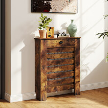 HOMCOM Radiator Cover with Drawer, Horizontal Slat, 78cm, Rustic Brown