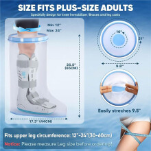 2X Waterdichte Extra Brede Gipshoes voor de Douche met Antislip Onderkant voor Gipsbeschermer voor Beenoperatiewonden