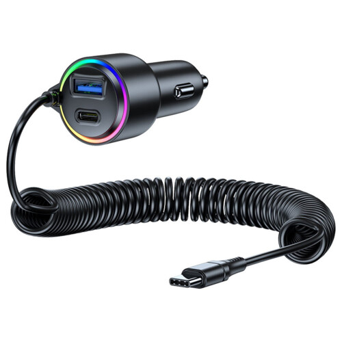 75W Fast Car Charger PD QC3.0 with Spring Wire 1