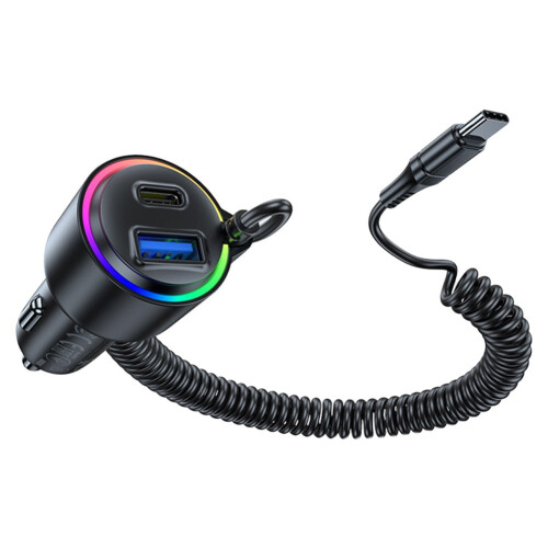 75W Fast Car Charger PD QC3.0 with Spring Wire 2