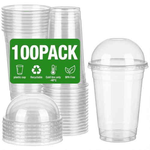 Plastic Cups with Lids 100 Pcs Clear Cold Drink Containers 2