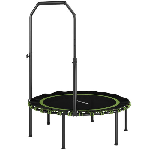 40" Foldable Fitness Trampoline Rebounder with Handle, Green 1