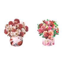 3D Pop-Up Vase Greeting Card with Paper Flowers