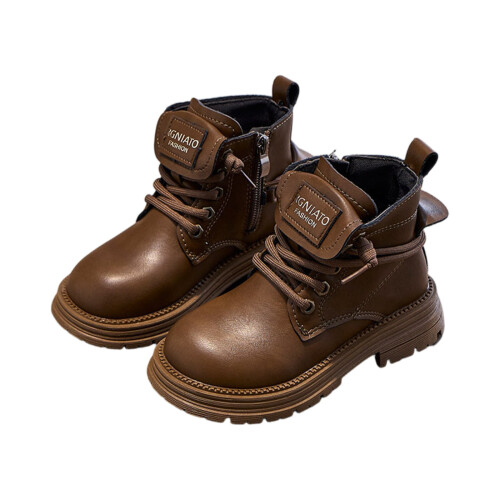 Children's British-style side-zip short boots leather soft 1