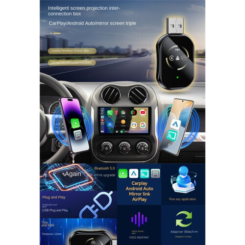3 In1 Wireless Carplay Adapter for /Android  Size Wireless Carplay with Adapter Cable Automobiles Accessories 1