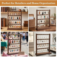 Wood Keychain Display Stand for Vendors, Keychain Display Rack with 24 Hooks for  Shows & Retail Stores,Jewelry