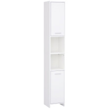 Bathroom Floor Storage Cabinet Slim Tallboy w/ Door Cupboard & Shelves For Living Room, Bedroom, Hallway White