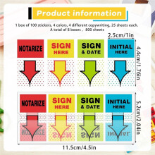 500 Pcs Sign Here Stickers Notarize Initial Here Sign and Date Tabs Stickers Flags for Office School Students Notebook