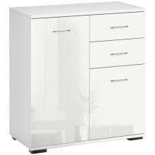 Sideboard, Modern Storage Cabinet with 2 Drawers, 2 Doors and Adjustable Shelf, Kitchen Cabinet for Living Room, Dining Room, High Gloss White