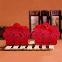 50 STK Laser Gesneden met Lint Bruiloft Party Favor Doos, Bruiloft Cadeau Doos, Chocolade Snoep en Cadeau Dozen Rood