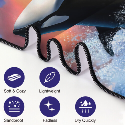 Killer Whale Beach Towel Microfiber 36x72 Inch 2