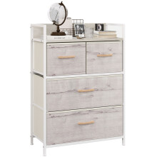 Rustic Chest of Four Fabric Drawers - Black