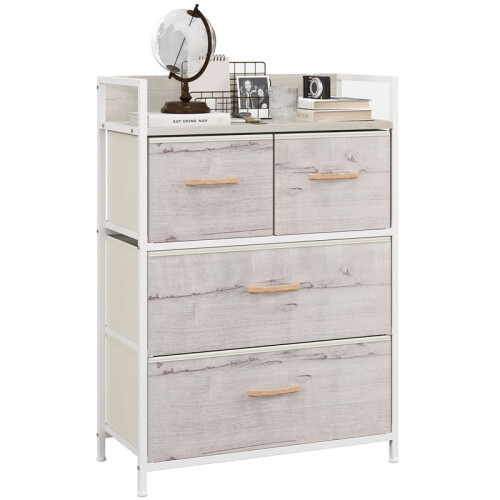 Rustic Chest of Four Fabric Drawers - Black
