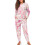 Women's Cat Print Drawstring Pajama Set Long Sleeve 3