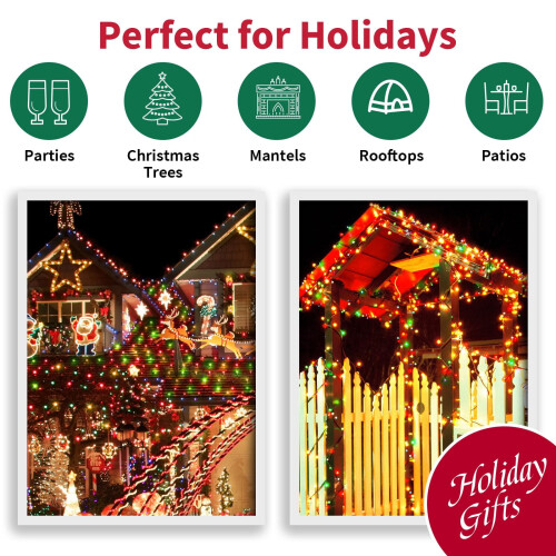Christmas Lights Warm White Red Green 100 LEDs 19.6 Ft 1