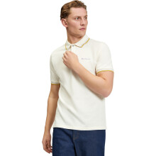 (XL, Oyster White) Ben Sherman Mens Signature Pique Short Sleeve Polo Shirt