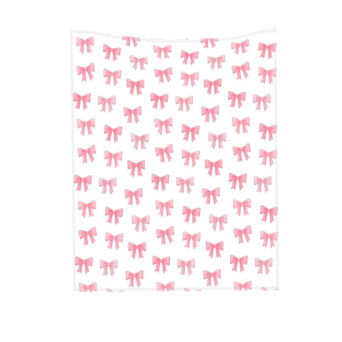 Pink Bowknot Flannel Throw Blanket 29.5 x 39.4 in 1