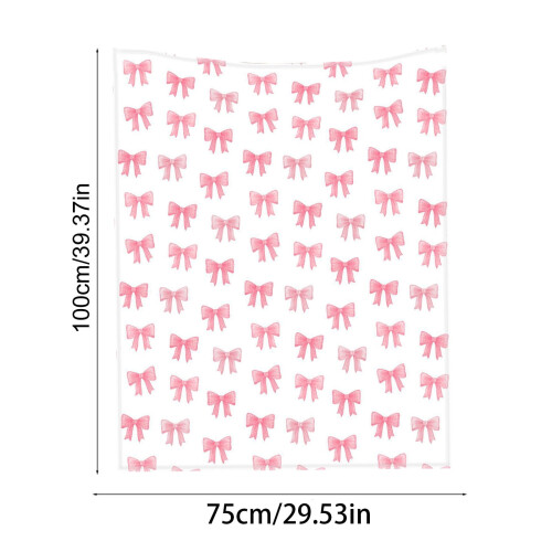 Pink Bowknot Flannel Throw Blanket 29.5 x 39.4 in 2