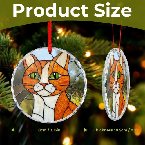 Orange Tabby Cat Glass Ornament 1 piece 1