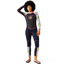 (10/12, Navy/Abstract) Regatta Womens Full 3MM UV Protect Back Zip Surf Surfing Full Length Wetsuit