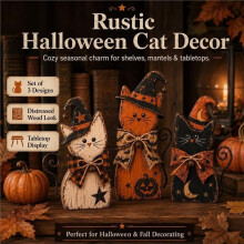Zestaw Dekoracji Kota Czarownicy na Halloween w Stylu Vintage, Figurka Ozdobna, Centralny Element Sezonowego Prezentu na Jesień na Imprezę