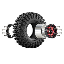 Roues en Caoutchouc à Verrouillage de Perles de 1,3 Pouce pour 1/18 pour TRX4M Ascent-18 1/24 pour Axial SCX24 Pièces de Rechange Rouges
