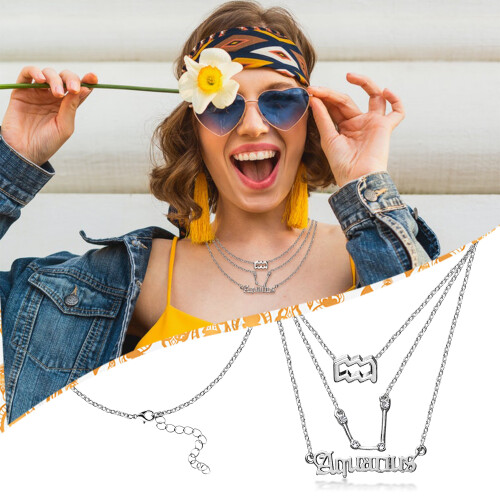 Constellation Zodiac Necklace Gold Plated Silver 3 pcs 2