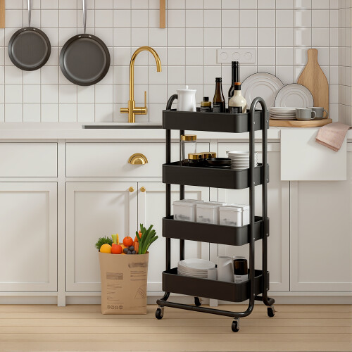Kitchen Trolley with 2 Locking Wheels and Multiple Shelves 1