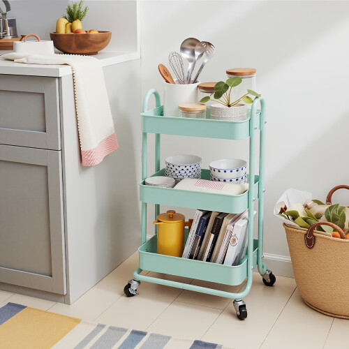 Kitchen Trolley with 2 Locking Wheels and Multiple Shelves 2