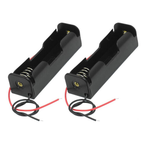 12 Pcs Black 18650 Flat Tip Batteries Battery Holder Case W Wire Leads 1