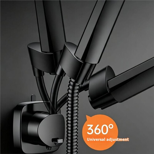 No-Drill Shower Bracket, Detachable Waterproof Wall-Mounted Shower Support with Built-in Hooks, Suitable for Bathrooms 2