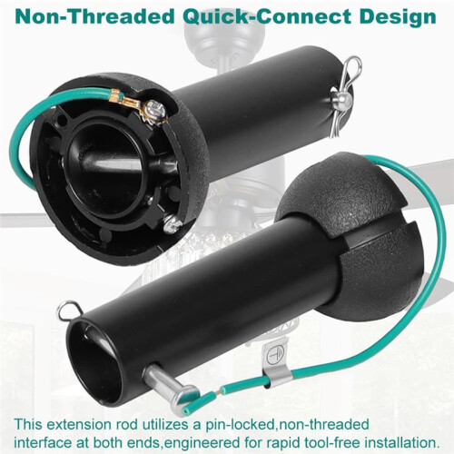 Matte Black Ceiling Fan Downrod with Hanger  - Universal Threadless Extension Pole 6 Inch 2