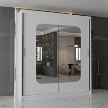 (White, 120cm) Sliding Door Wardrobe with Mirror