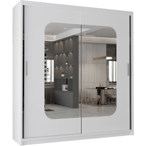 MN Furniture (White, 120cm) Sliding Door Wardrobe with Mirror 1