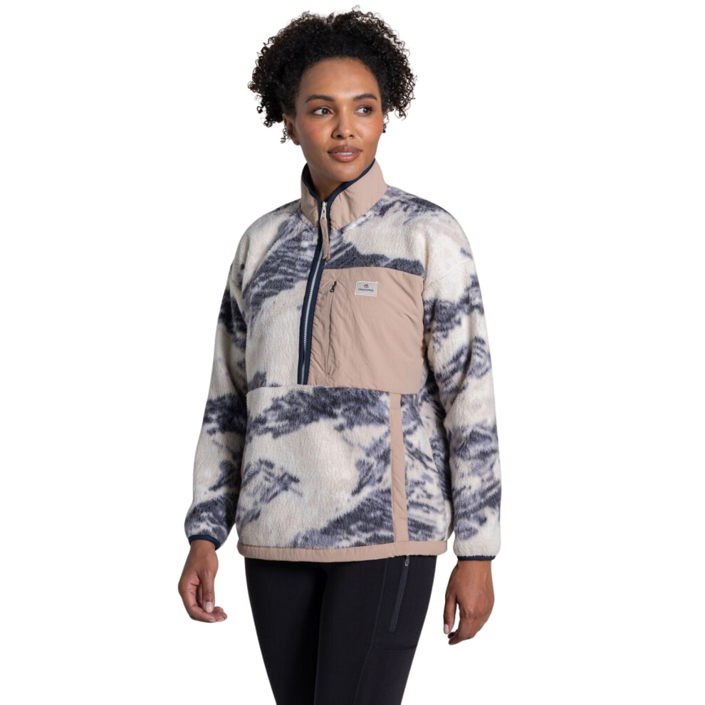Craghoppers Grange Women's Half Zip Borg Fleece in Ecru Print Size 20 - Image 3